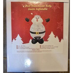 4FT Christmas Inflatable SANTA Blow up Decoration with Rotating Colorful Lights